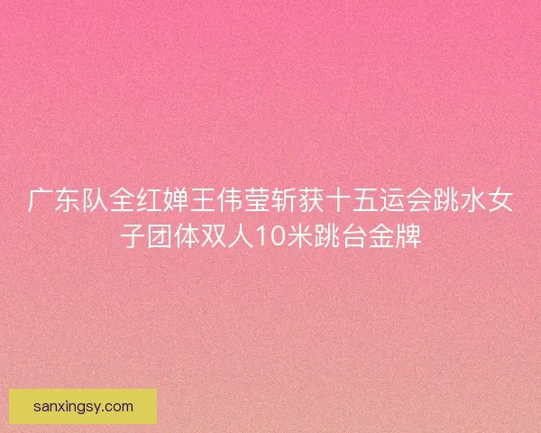 广东队全红婵王伟莹斩获十五运会跳水女子团体双人10米跳台金牌 广东队全红婵王伟莹斩获十五运会跳水女子团体双人10米跳台金牌