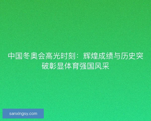 中国冬奥会高光时刻：辉煌成绩与历史突破彰显体育强国风采