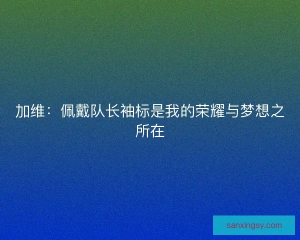 加维：佩戴队长袖标是我的荣耀与梦想之所在